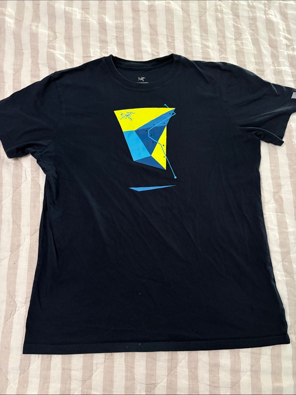 Arc'teryx Black Short-Sleeve Tee with Yellow & Blue Geometric Graphic